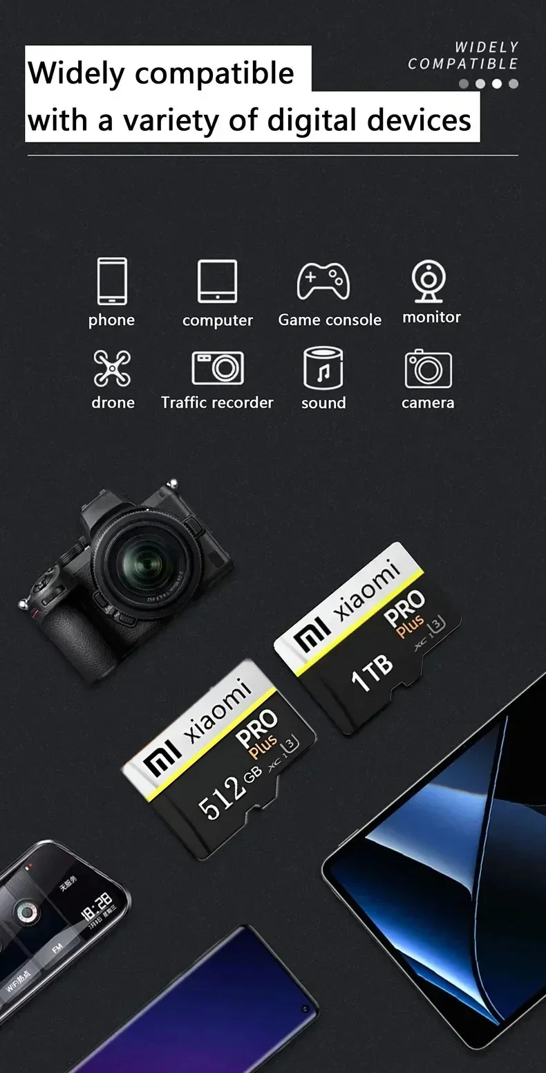 Xiaomi Real Capacity SD Memory Card 2TB Micro TF Card 1TB 512GB Micro Tarjeta SD Cards 128GB 256GB For Nintendo Switch PC Phone