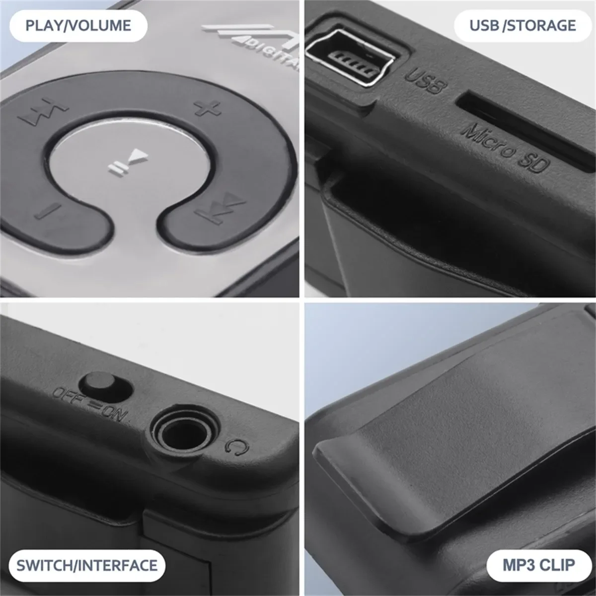C Key Portable Mini Clip USB MP3 Player Walkman Music Media Player Support Micro SD TF Card Fashion Hifi MP3 for Outdoor Sports