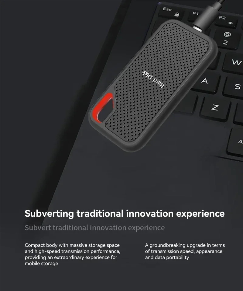 4TB Mini Portable SSD External Hard Drive Hardware Storage USB-C - Password Protection & Ultra Lightweight for Office/Security