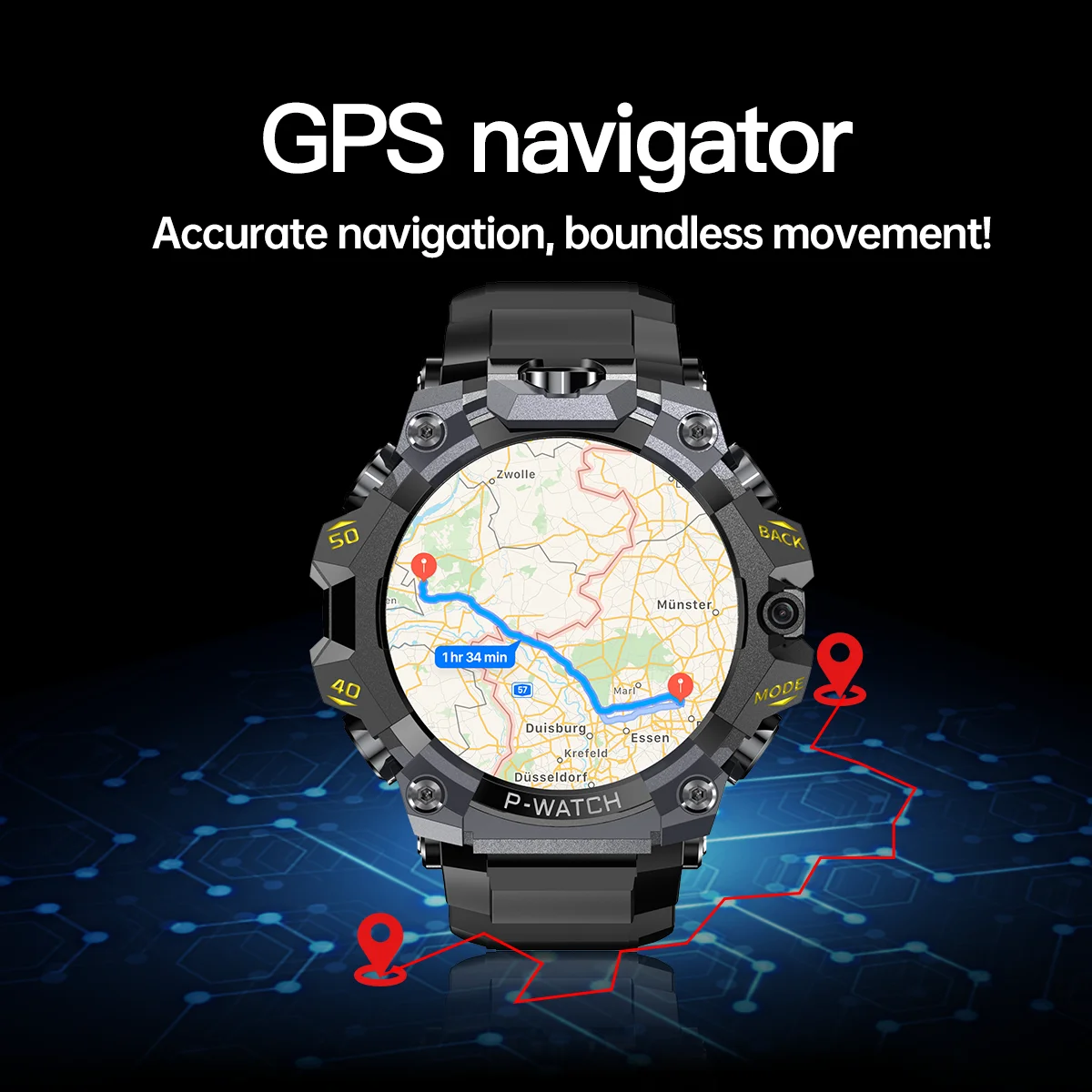 GoldenSpike 4G Sim Card Smart Watch 200W+800W Dual Camera GPS tracking Video Calling Android Watch Phone Wifi Connect Download