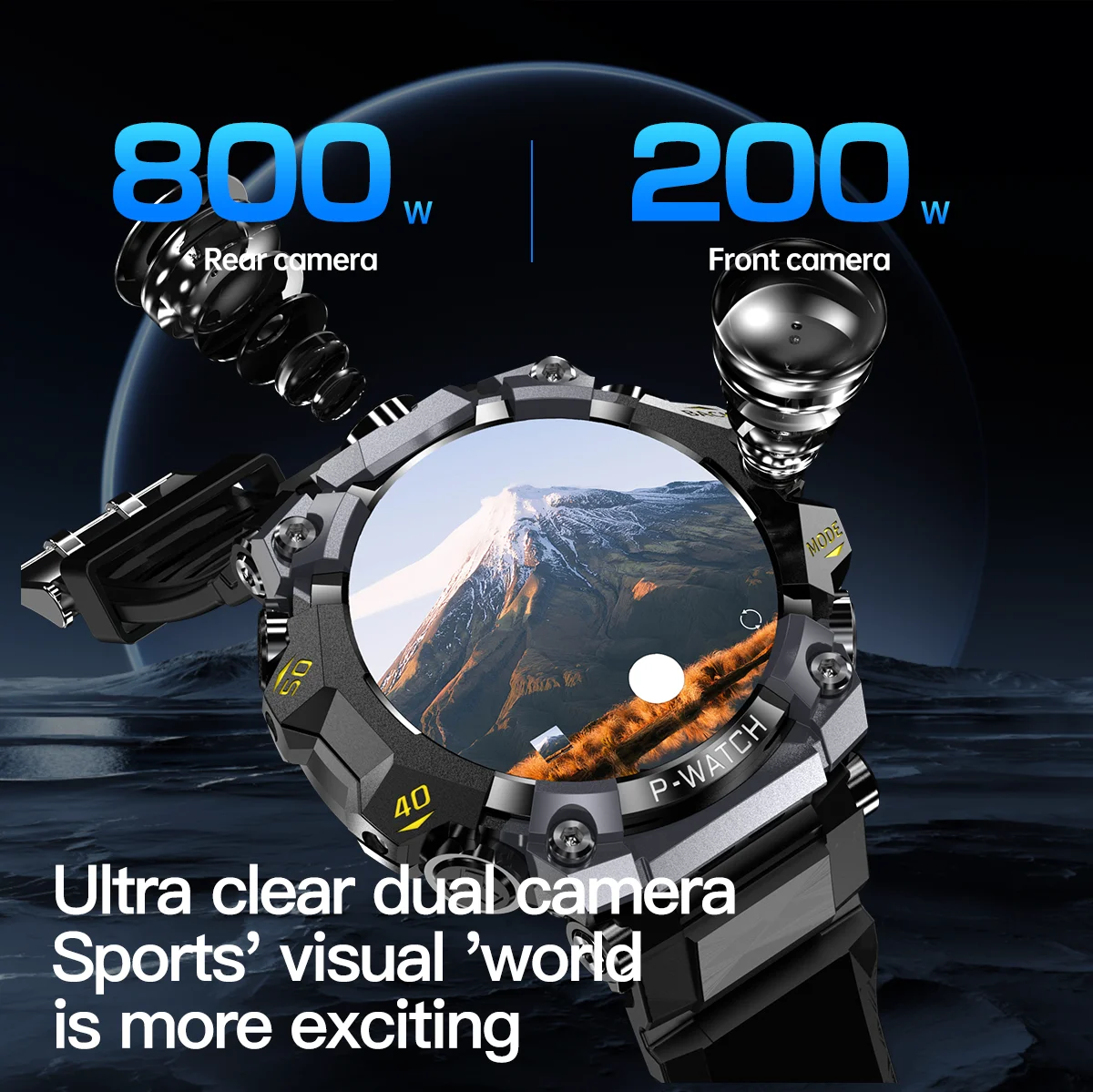 GoldenSpike 4G Sim Card Smart Watch 200W+800W Dual Camera GPS tracking Video Calling Android Watch Phone Wifi Connect Download