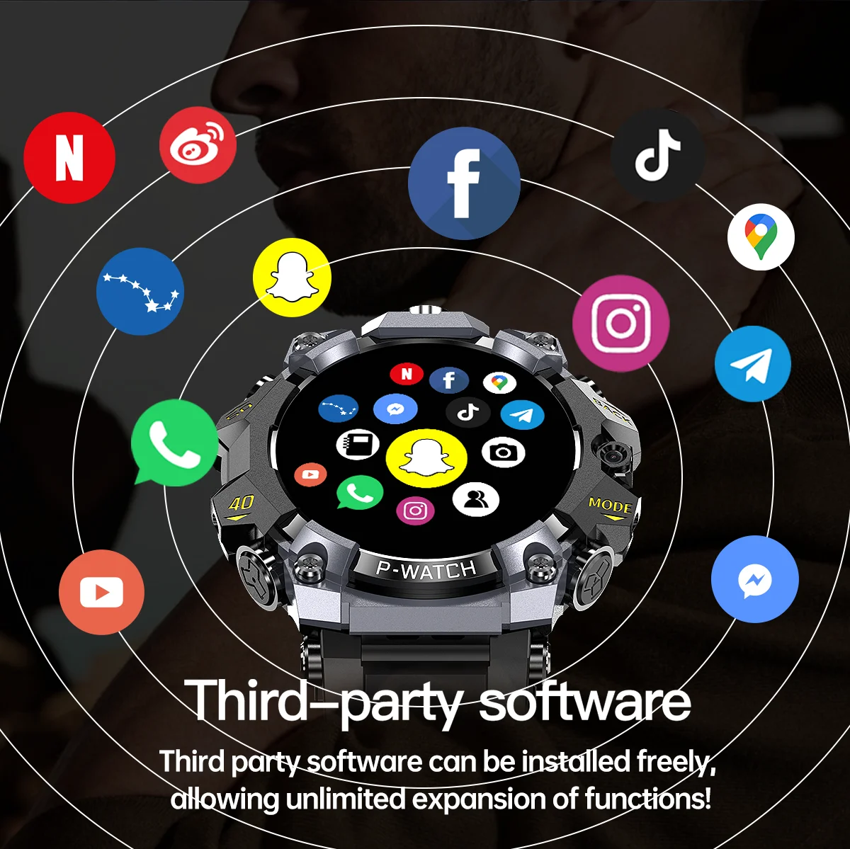 GoldenSpike 4G Sim Card Smart Watch 200W+800W Dual Camera GPS tracking Video Calling Android Watch Phone Wifi Connect Download