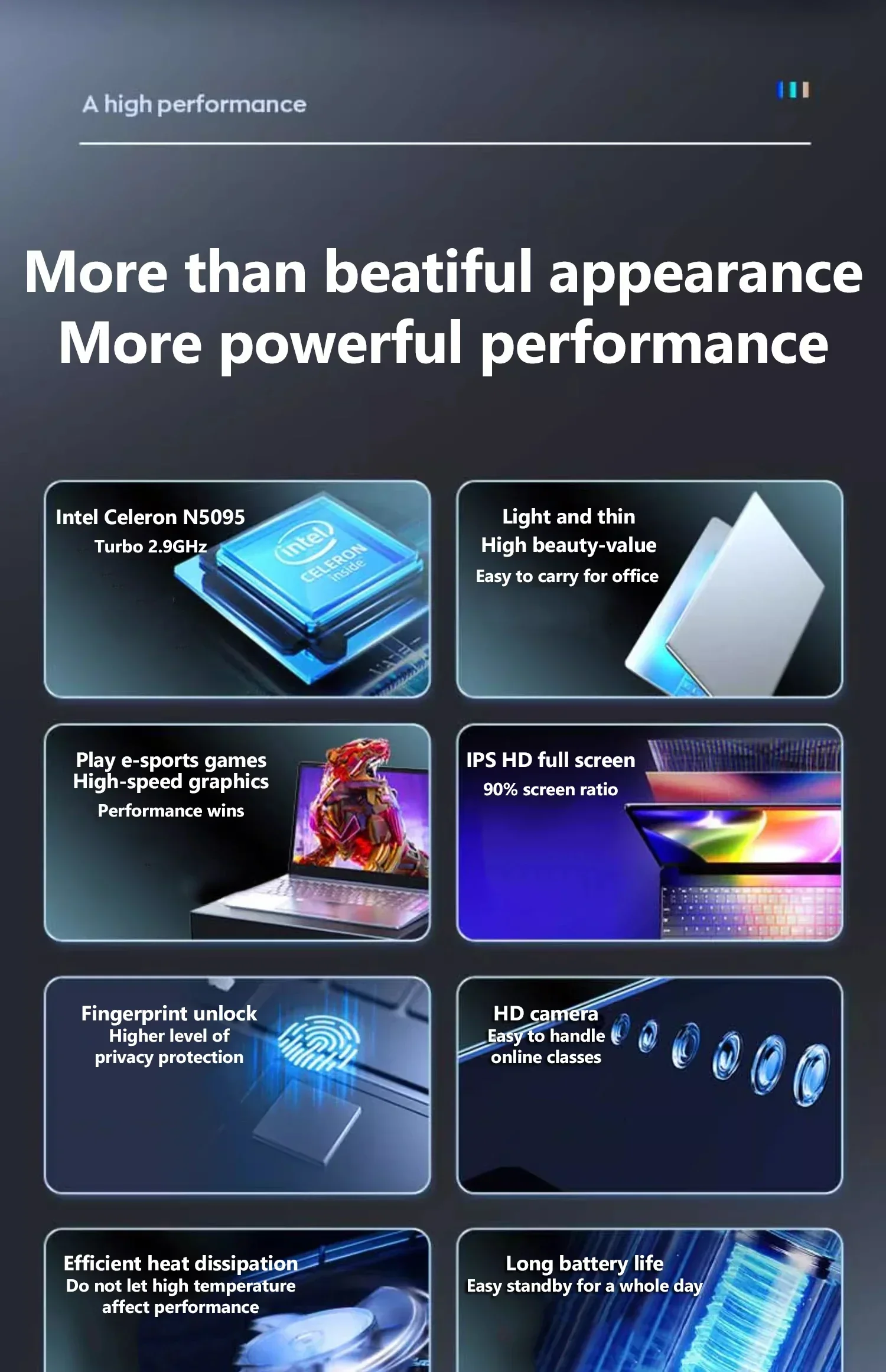 AKPAD 15.6-Inch IPS Display Laptop 16GB RAM 2TB SSD Intel Celeron 11th Gen N5095 Windows 11 Pro - Portable Office Notebook PC