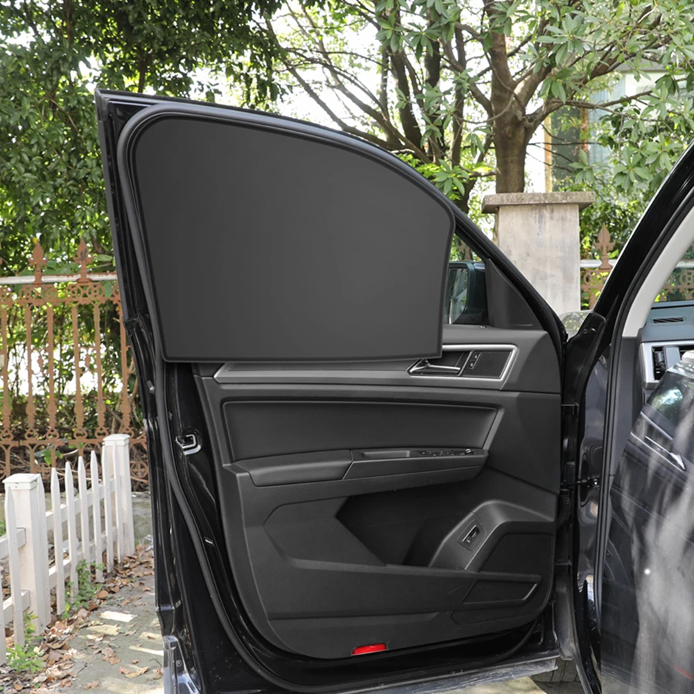 2PCS Car Sunshade Curtains Summer Protection Window Magnetic Suction Sunshade Side Window Cover Sun Visor Front Rear Auto