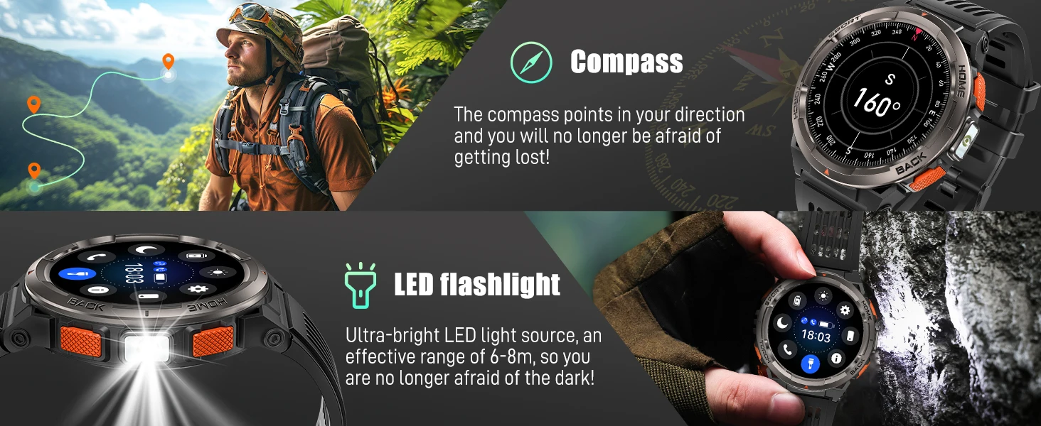 Smart Watch KE5 2024 3ATM Waterproof Original Design Sports Watch With Compass And Altitude Barometer Flashlight Call Smart Watch KE5 2024 3ATM Waterproof Original Design Sports Watch With Compass And Altitude Barometer Flashlight Call