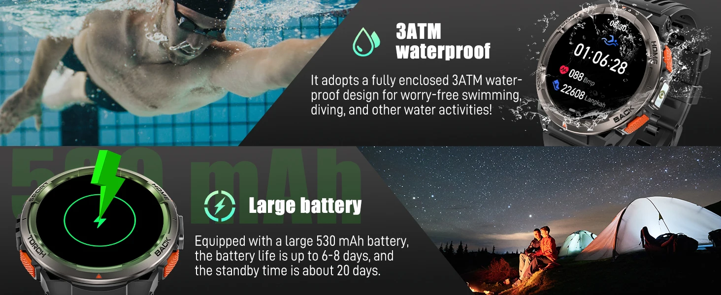 Smart Watch KE5 2024 3ATM Waterproof Original Design Sports Watch With Compass And Altitude Barometer Flashlight Call Smart Watch KE5 2024 3ATM Waterproof Original Design Sports Watch With Compass And Altitude Barometer Flashlight Call