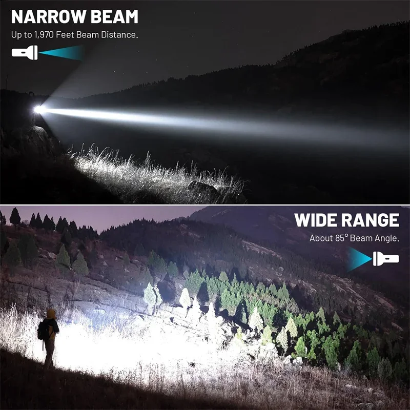 High-power Bright LED Flashlight USB Charging Telescopic Zoom Long-distance Lighting Tactical Lantern Camping Outdoor Torch