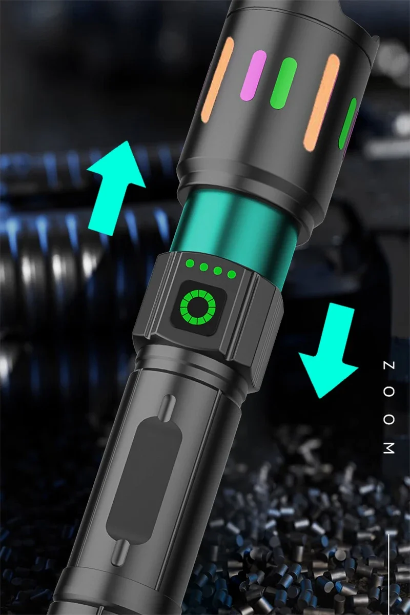 High-power Bright LED Flashlight USB Charging Telescopic Zoom Long-distance Lighting Tactical Lantern Camping Outdoor Torch